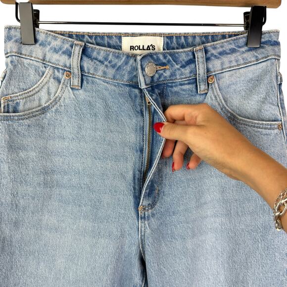Rolla's Original High Rise Straight Light Wash Rigid Denim Jeans - Picture 9 of 14